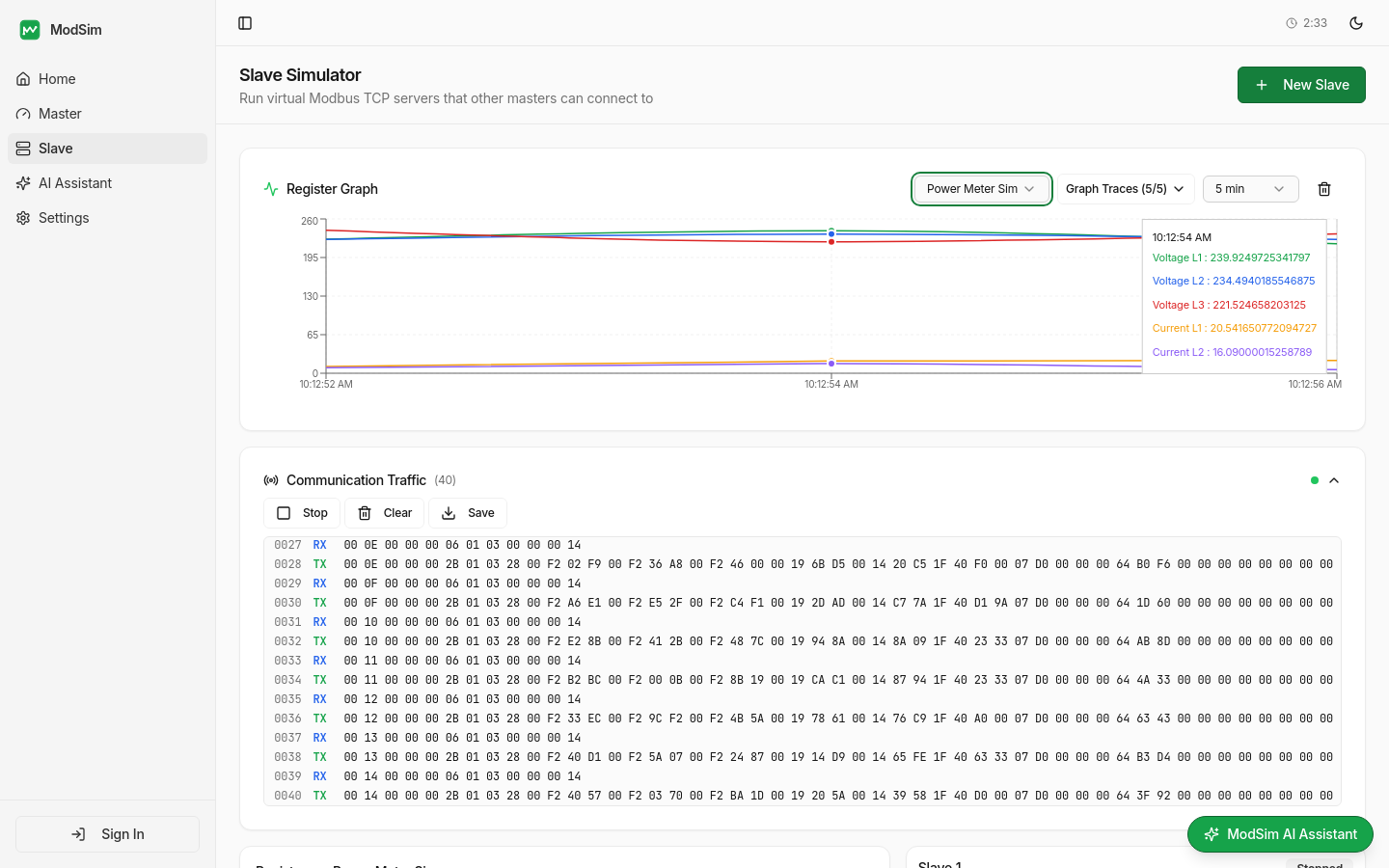 Create and configure virtual Modbus TCP servers